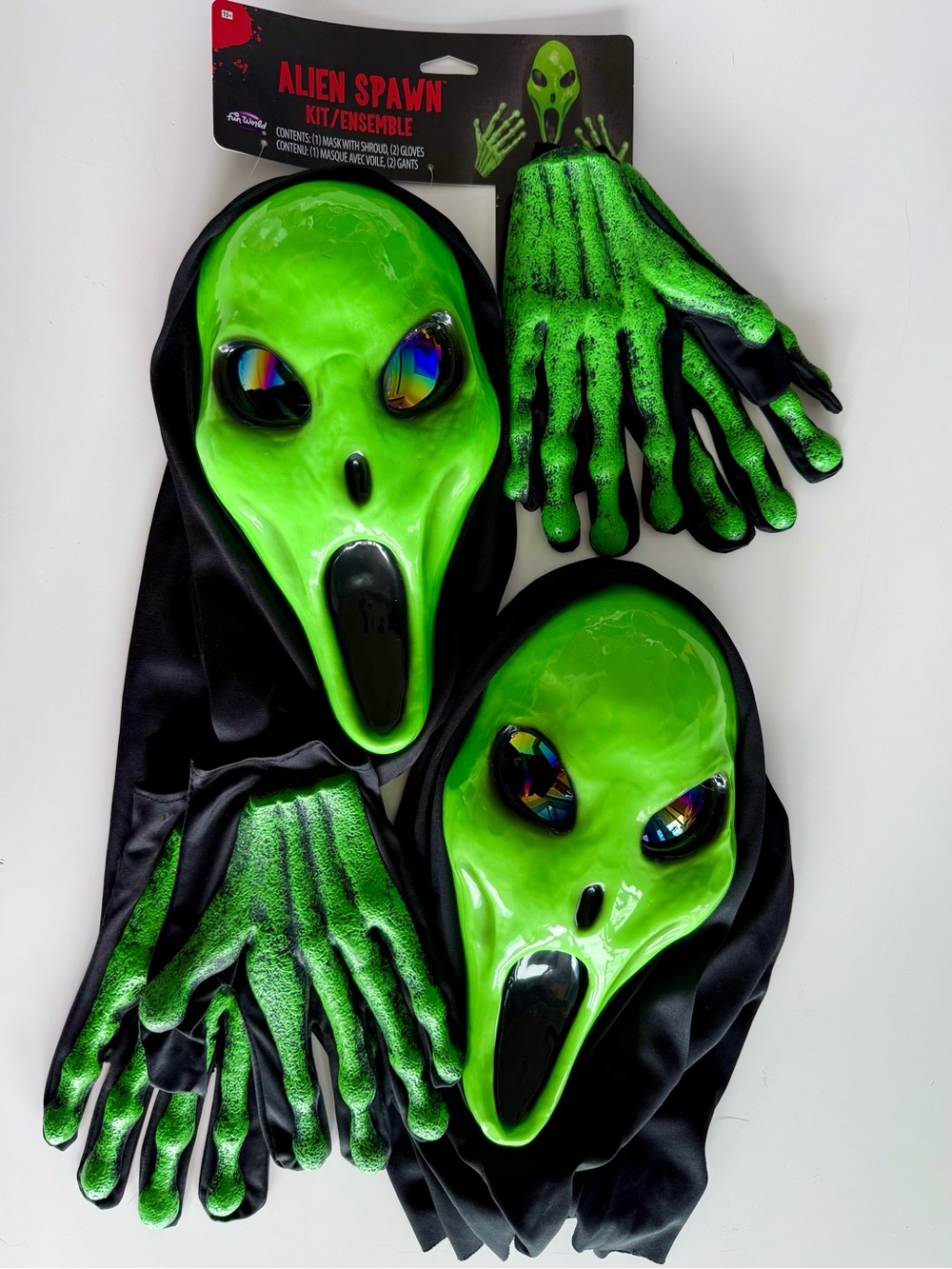 Fun World Alien Spawn Costume Kit, Set of 2, Green Alien Masks & Glove